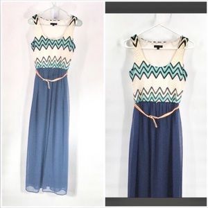 Anthropologie As u Wish Chevron Knit Belted Maxi Dress S